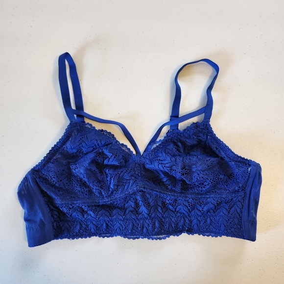 Parfait Lingerie Mia Wireless Lace Bra Bralette Blue 32B Wire Free Lingerie Sexy - Picture 2 of 7